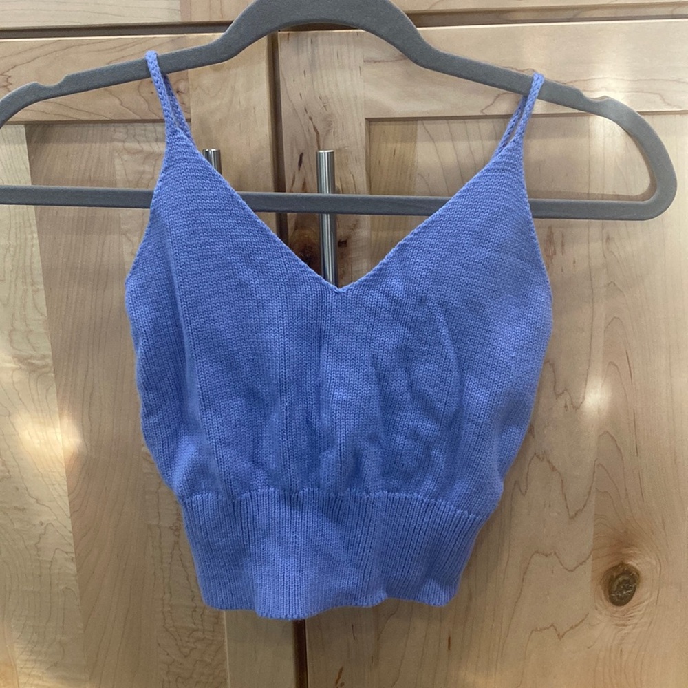 Blue Knit Crop Top